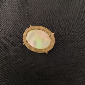 Stunning Antique Victorian Circa 1800s Gilt Brass Mother Of Pearl Brooch Pin